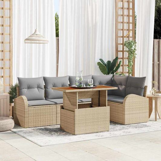 Set Divano da Giardino 6 pcs Beige Poly Rattan - homemem39