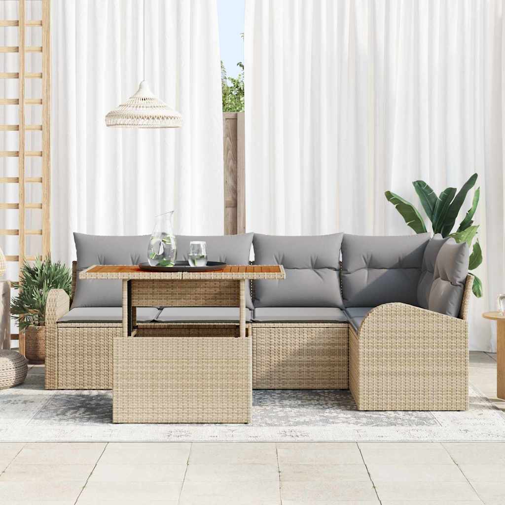 Set Divano da Giardino 6 pcs Beige Poly Rattan - homemem39
