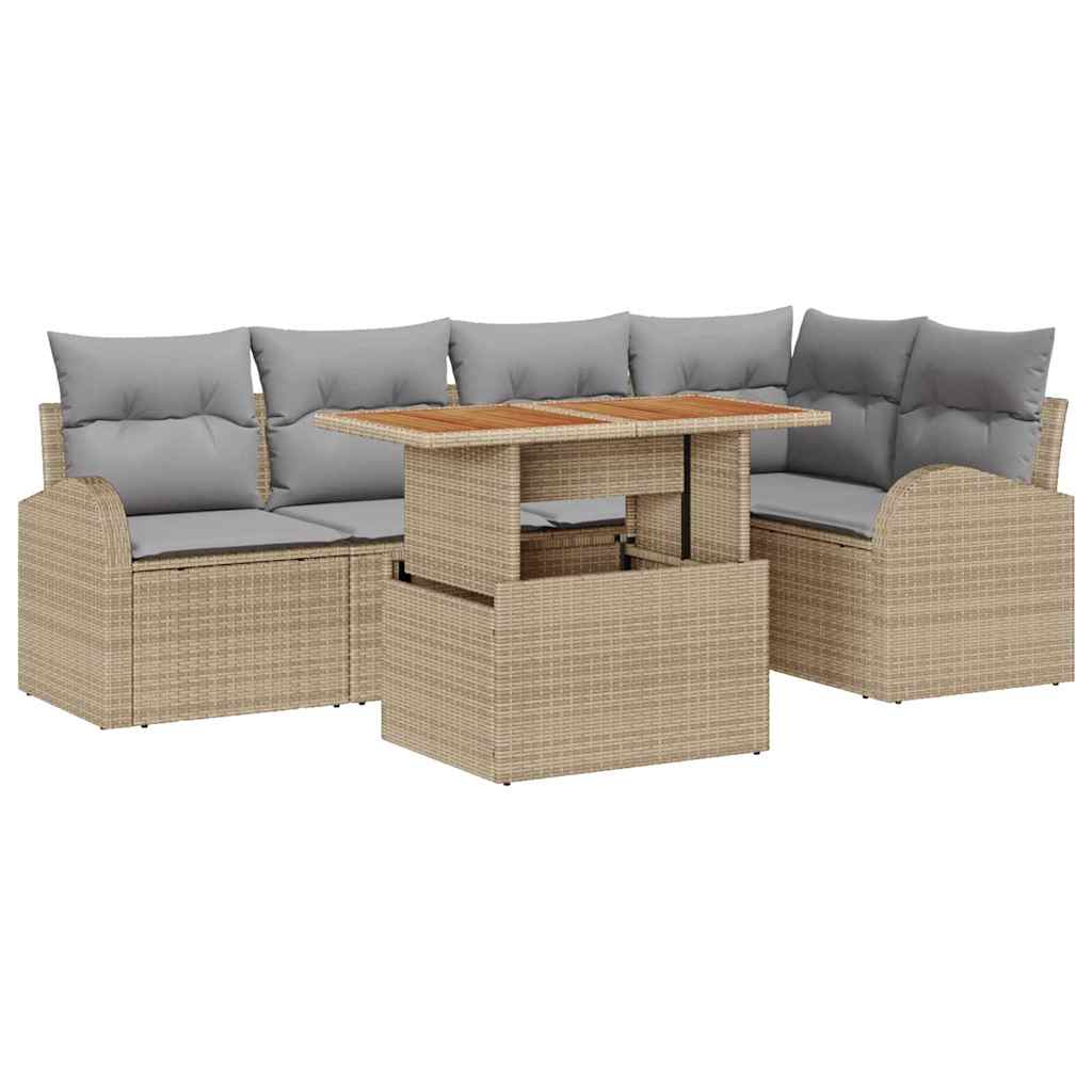 Set Divano da Giardino 6 pcs Beige Poly Rattan - homemem39