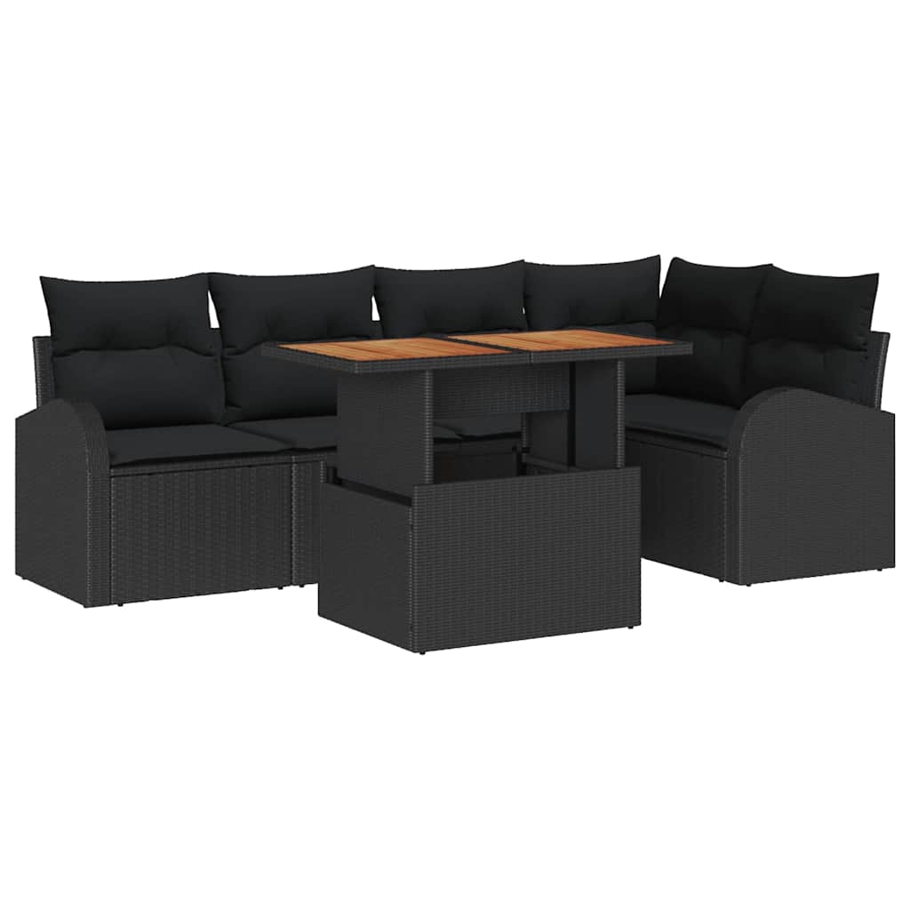 Set Divano da Giardino con archiviazione 6 pcs Nero Poly Rattan - homemem39
