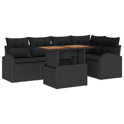 Set Divano da Giardino con archiviazione 6 pcs Nero Poly Rattan - homemem39