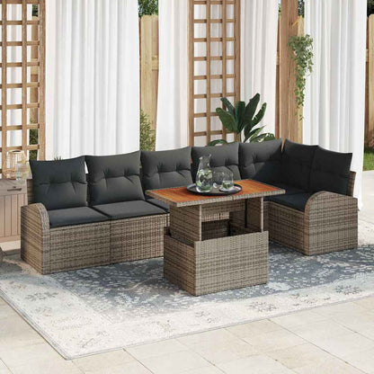 Set Divano da Giardino 7 pcs Grigio Poly Rattan - homemem39