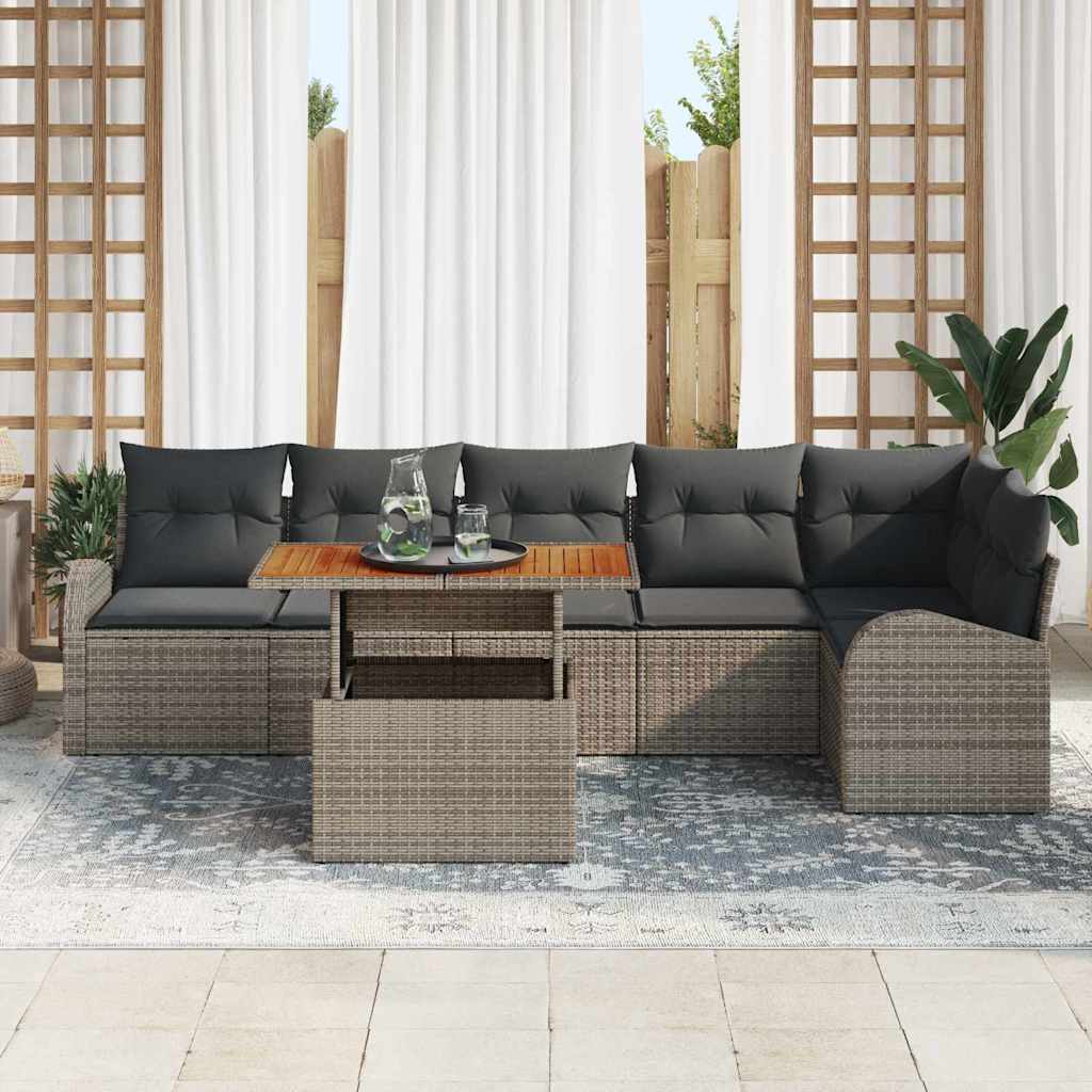 Set Divano da Giardino 7 pcs Grigio Poly Rattan - homemem39