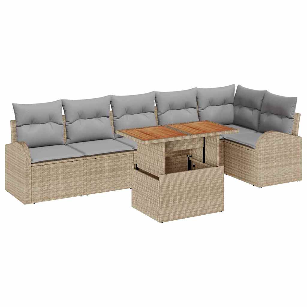 Set Divano da Giardino 7 pcs Beige Poly Rattan - homemem39