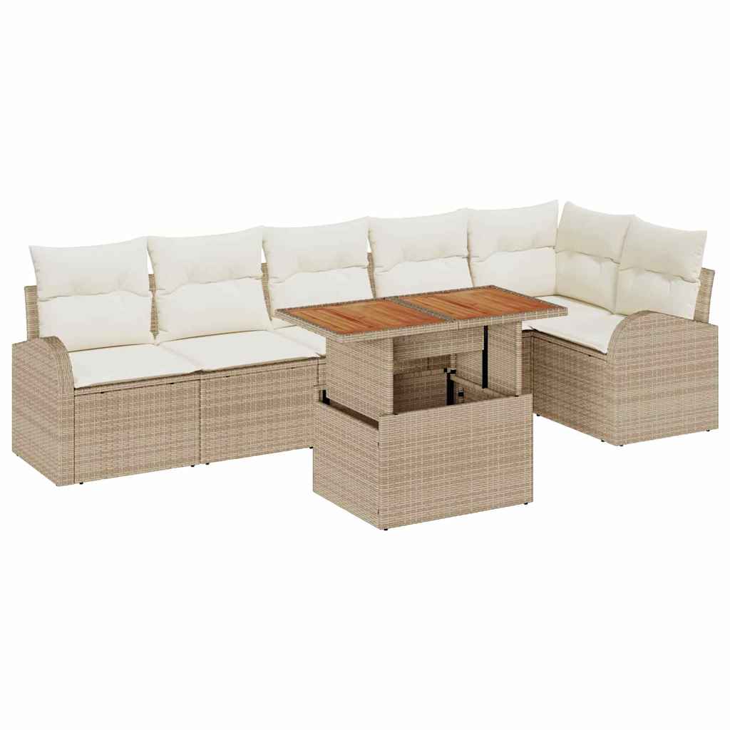 Set Divano da Giardino 7 pcs Beige Poly Rattan - homemem39