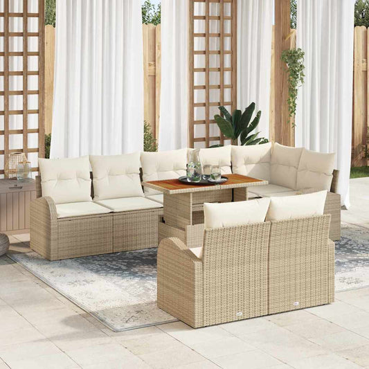 Set Divano da Giardino 9 pcs Beige Poly Rattan - homemem39
