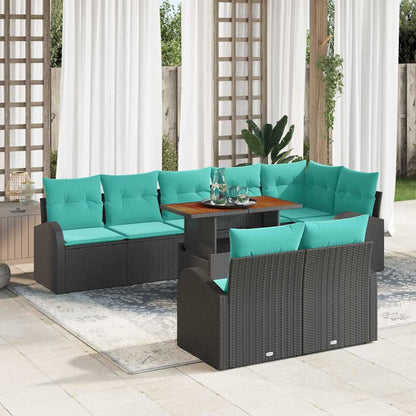Set Divano da Giardino con archiviazione 9 pcs Nero Poly Rattan | homemem39