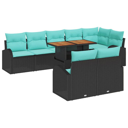 Set Divano da Giardino con archiviazione 9 pcs Nero Poly Rattan | homemem39