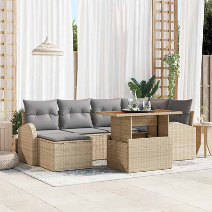 Set Divano da Giardino 7 pcs Beige Poly Rattan - homemem39