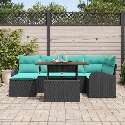 Set Divano da Giardino con archiviazione 7 pcs Nero Poly Rattan | homemem39