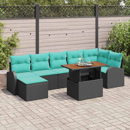 Set Divano da Giardino 8 pcs Nero Poly Rattan | homemem39