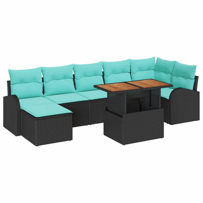 Set Divano da Giardino 8 pcs Nero Poly Rattan | homemem39