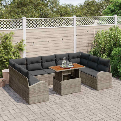 Set Divano da Giardino 10 pcs Grigio Poly Rattan - homemem39
