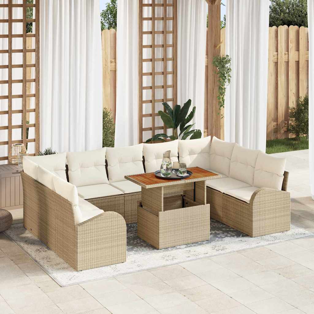 Set Divano da Giardino 10 pcs Beige Poly Rattan - homemem39