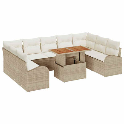 Set Divano da Giardino 10 pcs Beige Poly Rattan - homemem39