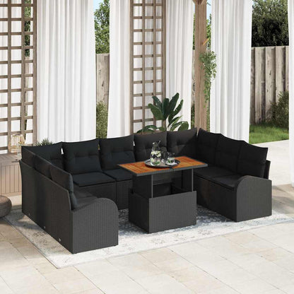 Set Divano da Giardino 10 pcs Nero Poly Rattan - homemem39