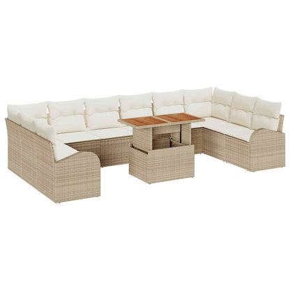 Set Divano da Giardino 11 pcs Beige Poly Rattan | homemem39