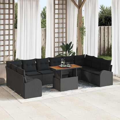Set Divano da Giardino 11 pcs Nero Poly Rattan - homemem39