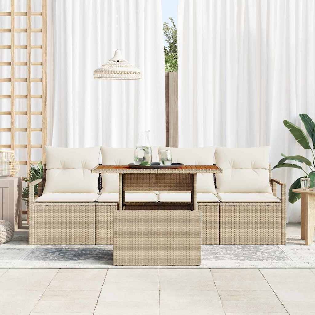 Set Divano da Giardino 5 pcs Beige Poly Rattan - homemem39