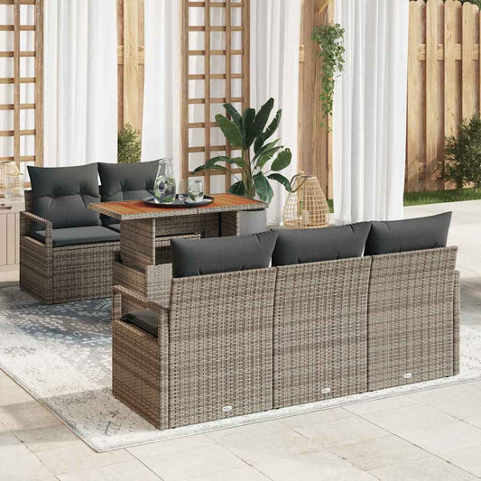Set Divano da Giardino 6 pcs Grigio Poly Rattan - homemem39