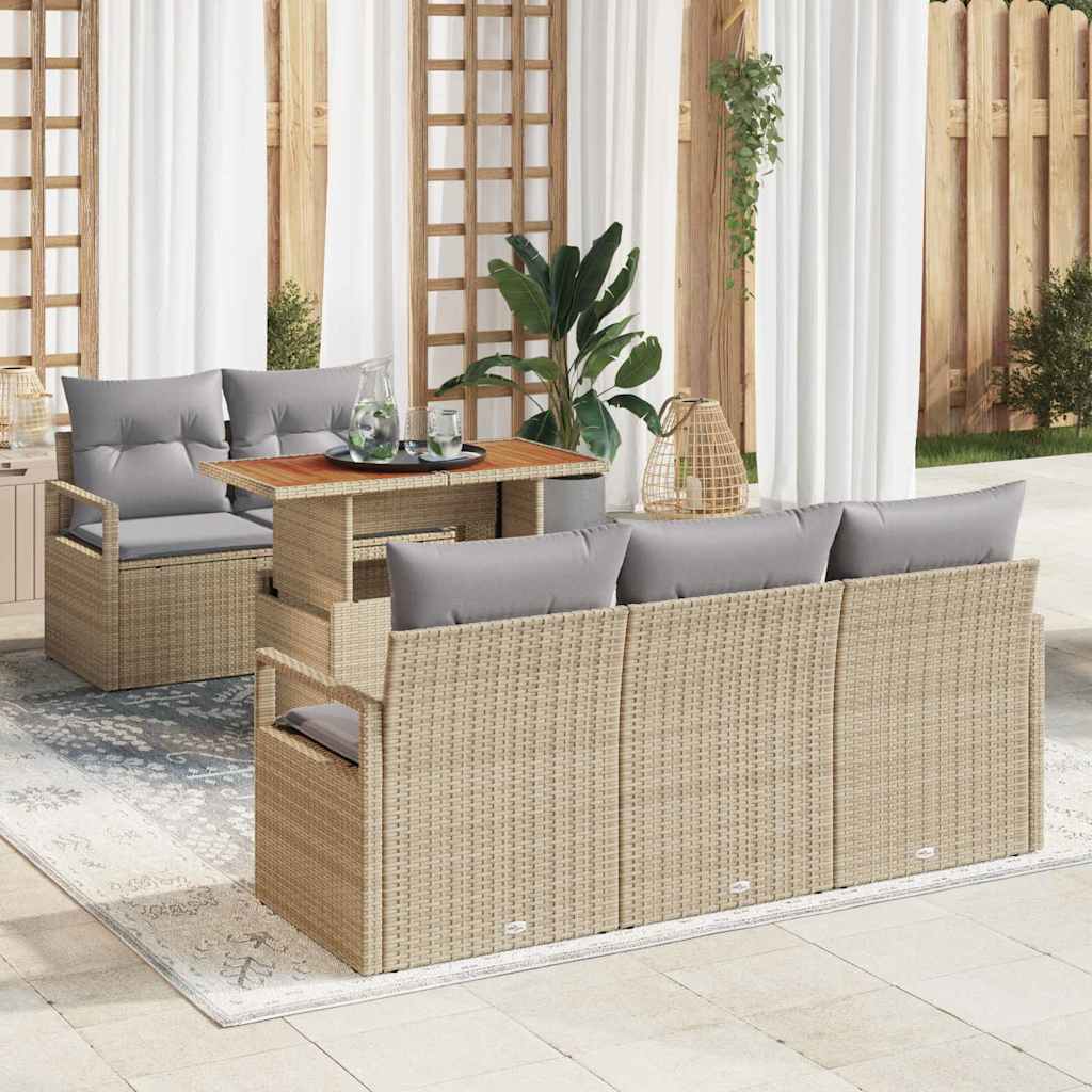 Set Divano da Giardino 6 pcs Beige Poly Rattan - homemem39