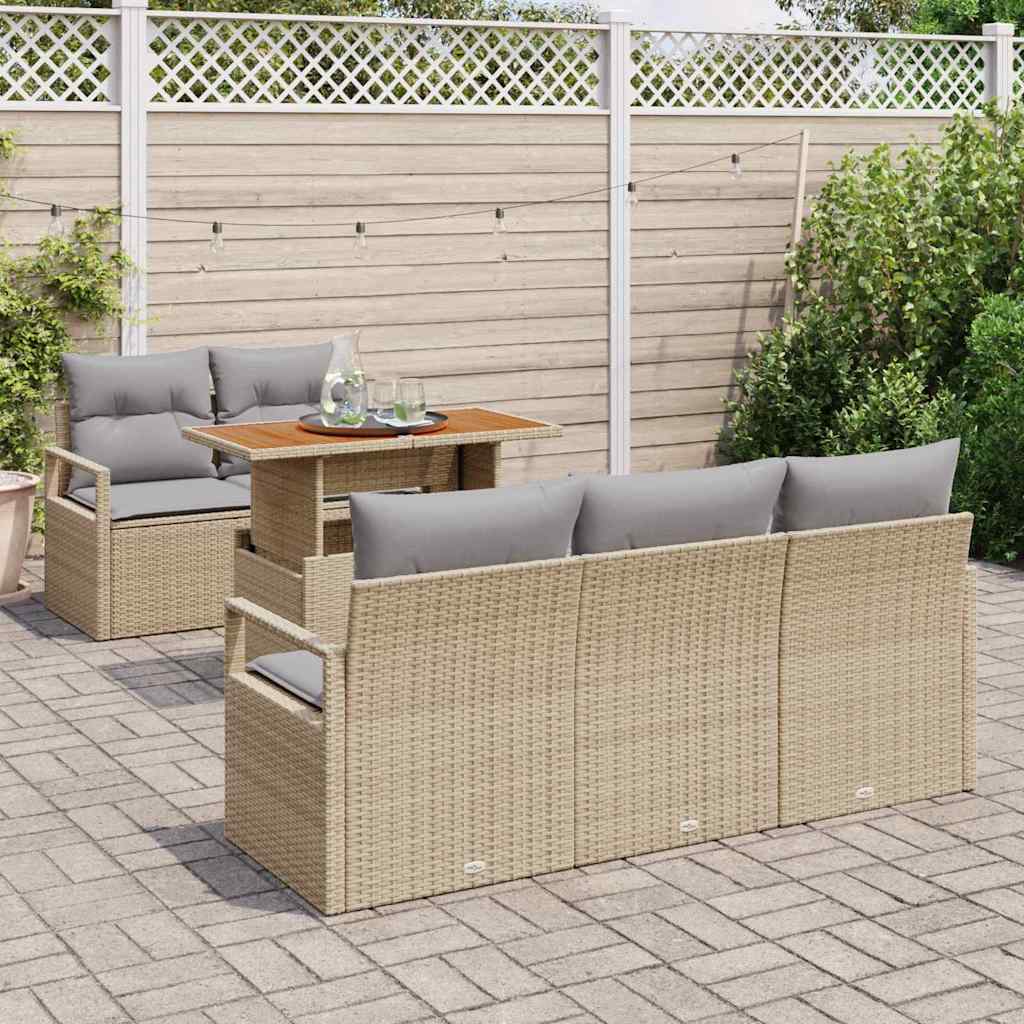 Set Divano da Giardino 6 pcs Beige Poly Rattan - homemem39