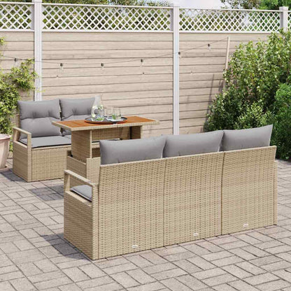 Set Divano da Giardino 6 pcs Beige Poly Rattan - homemem39