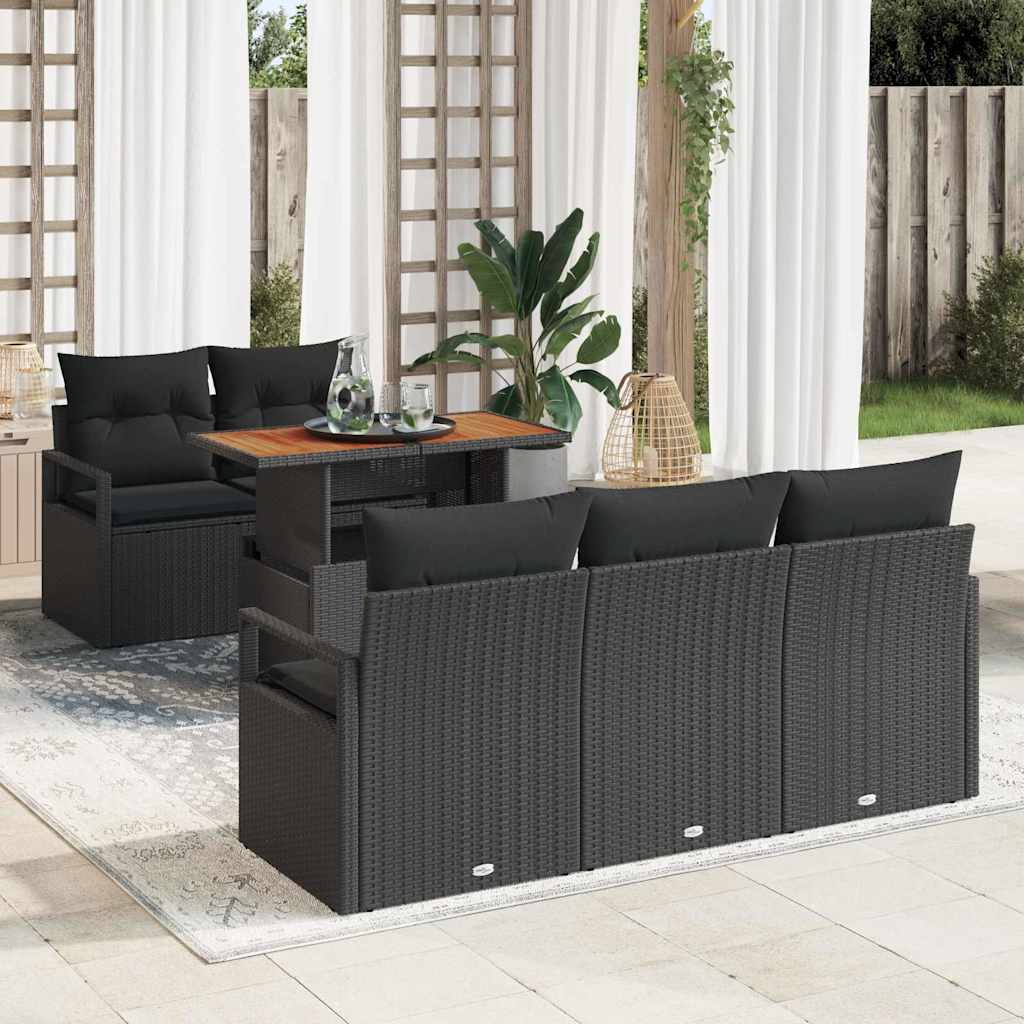 Set Divano da Giardino con archiviazione 6 pcs Nero Poly Rattan - homemem39