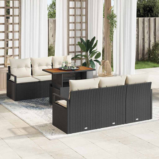 Set Divano da Giardino con archiviazione 7 pcs Nero Poly Rattan - homemem39