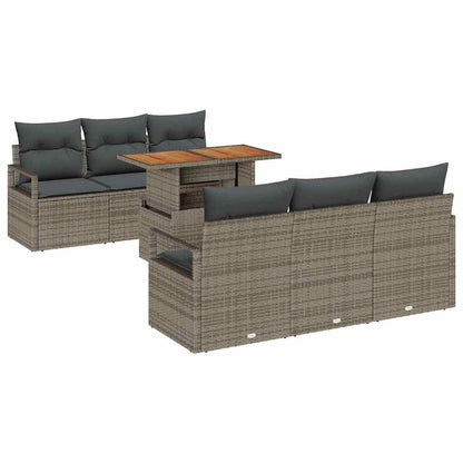 Set Divano da Giardino 7 pcs Grigio Poly Rattan | homemem39