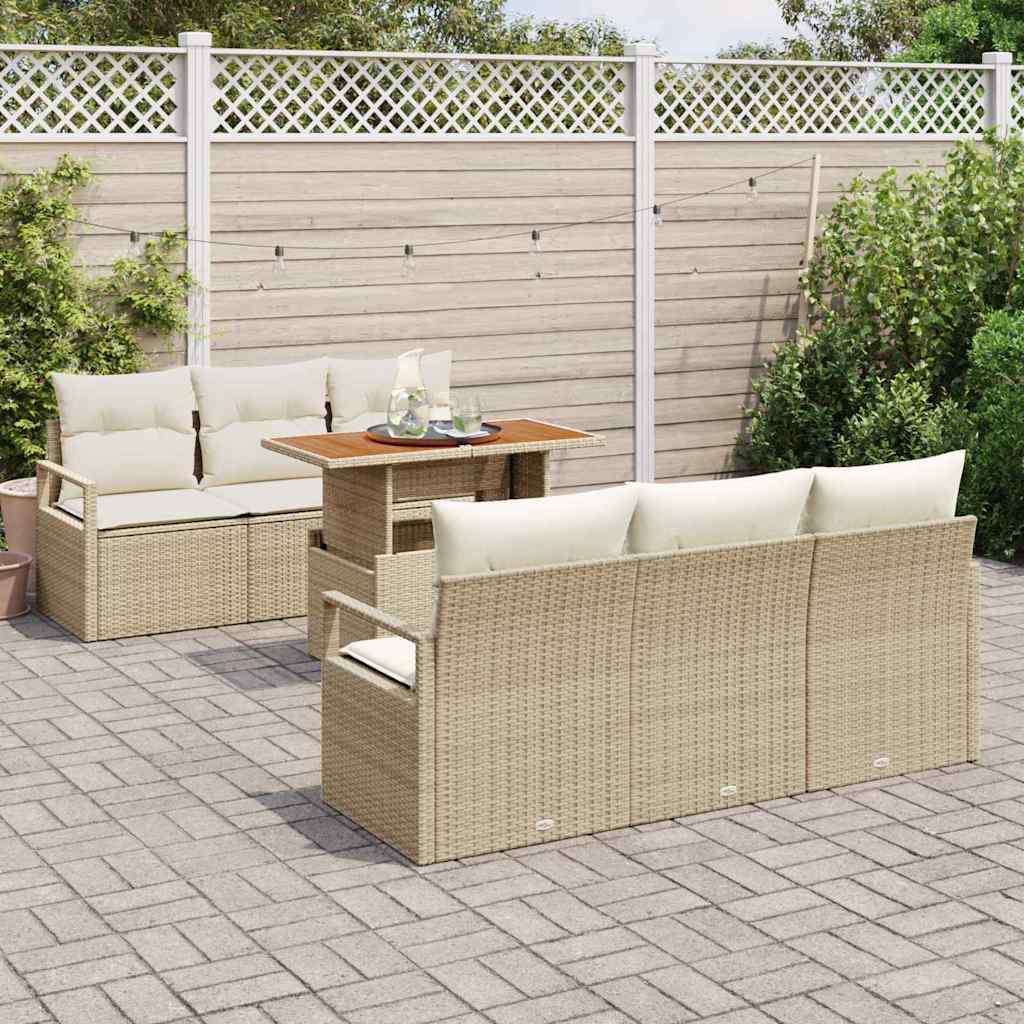 Set Divano da Giardino 7 pcs Beige Poly Rattan - homemem39