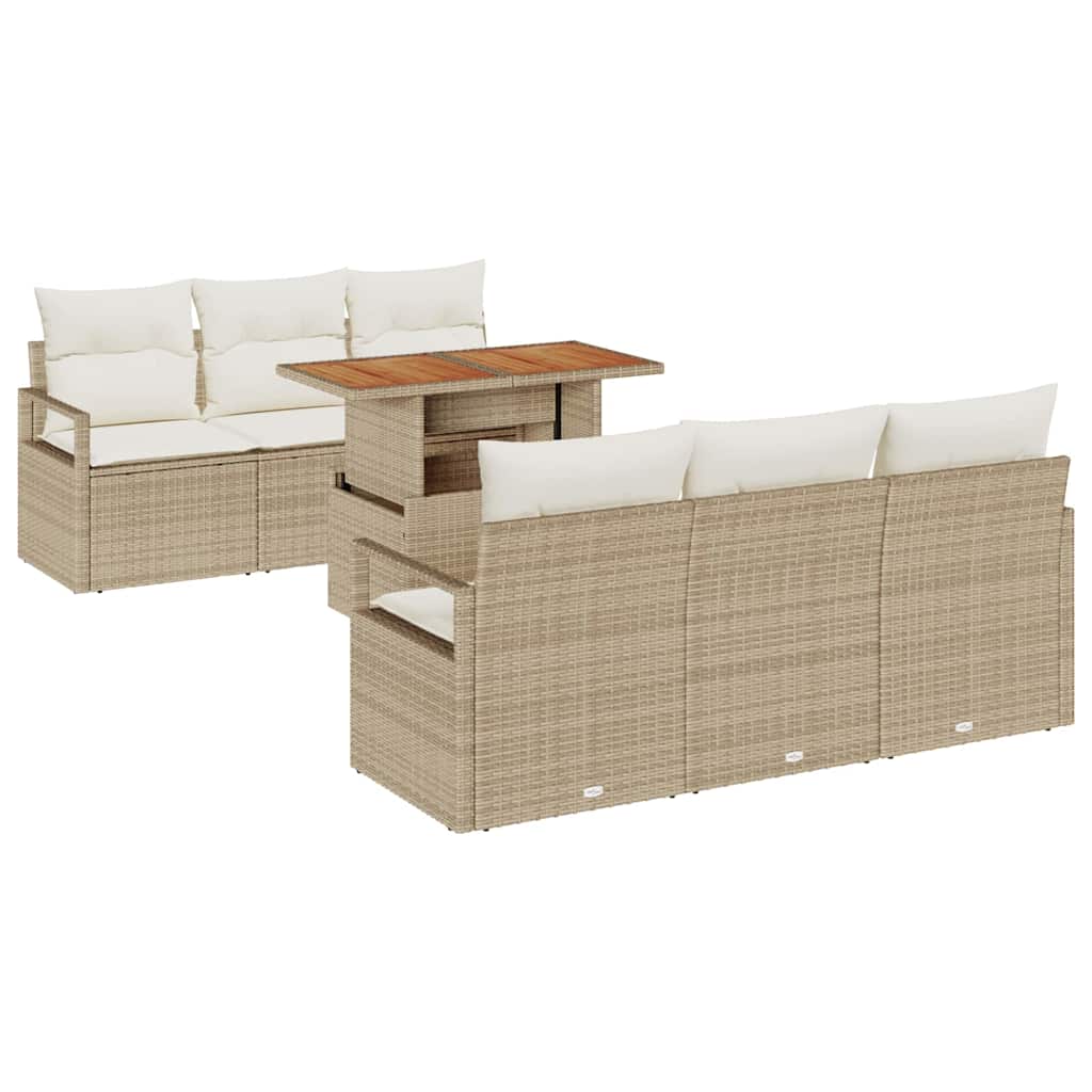 Set Divano da Giardino 7 pcs Beige Poly Rattan - homemem39