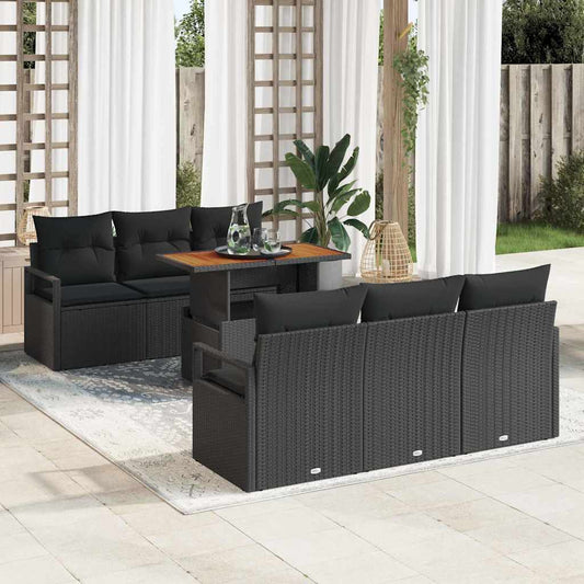 Set Divano da Giardino con archiviazione 7 pcs Nero Poly Rattan - homemem39