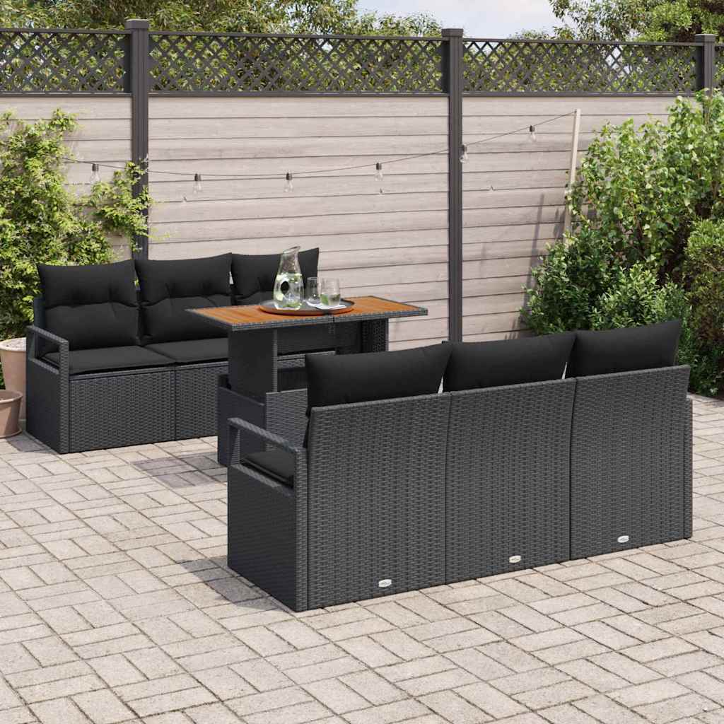 Set Divano da Giardino con archiviazione 7 pcs Nero Poly Rattan - homemem39