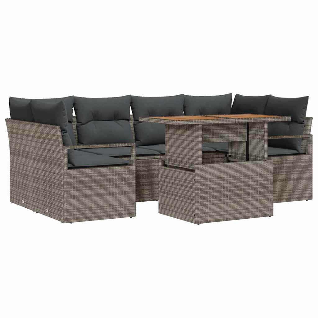 Set Divano da Giardino 7 pcs Grigio Poly Rattan - homemem39