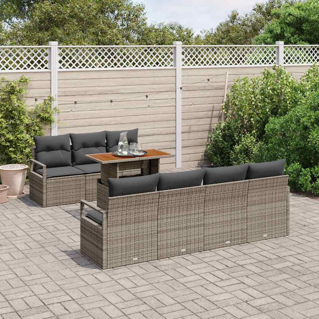 Set Divano da Giardino 8 pcs Grigio Poly Rattan - homemem39