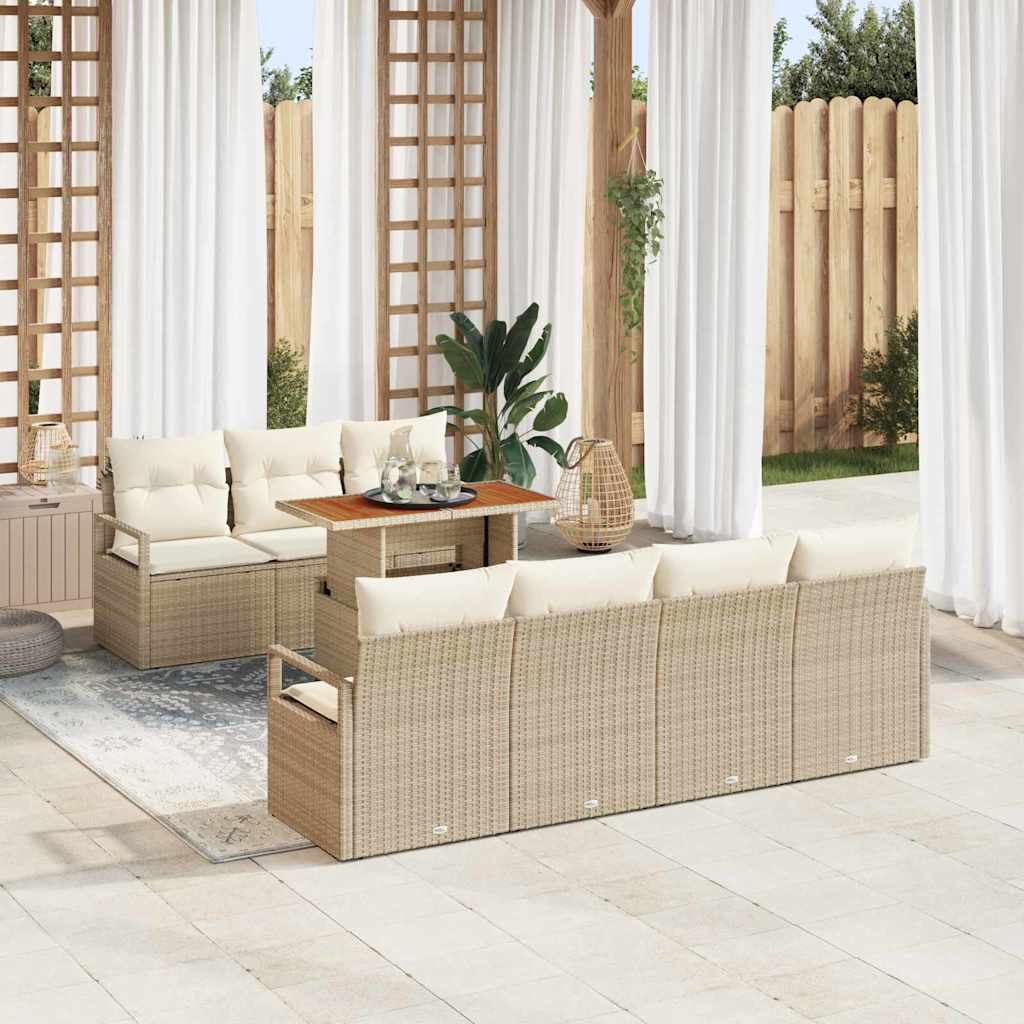 Set Divano da Giardino 8 pcs Beige Poly Rattan - homemem39