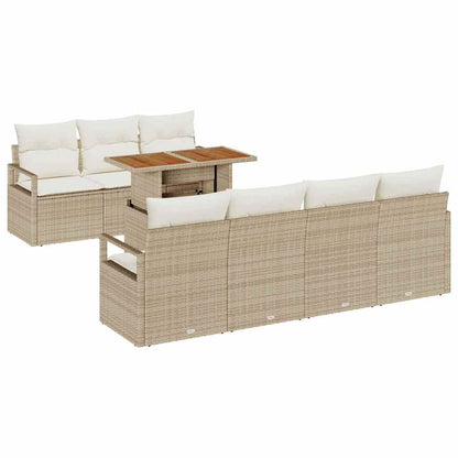 Set Divano da Giardino 8 pcs Beige Poly Rattan - homemem39