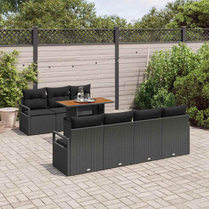 Set Divano da Giardino con archiviazione 8 pcs Nero Poly Rattan - homemem39