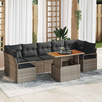 Set Divano da Giardino 8 pcs Grigio Poly Rattan - homemem39