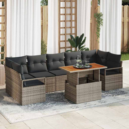 Set Divano da Giardino 8 pcs Grigio Poly Rattan - homemem39