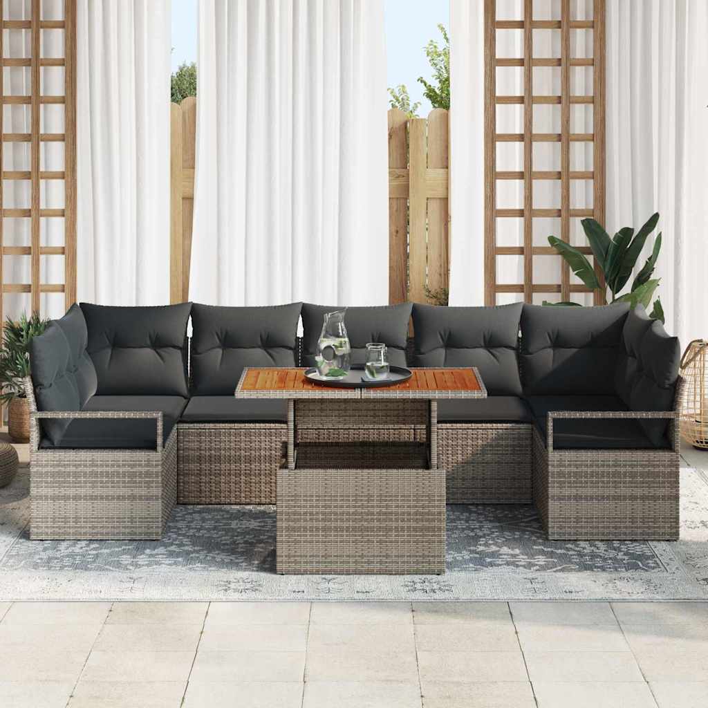 Set Divano da Giardino 8 pcs Grigio Poly Rattan - homemem39