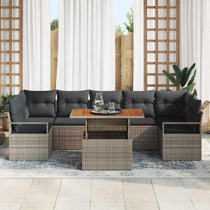 Set Divano da Giardino 8 pcs Grigio Poly Rattan - homemem39