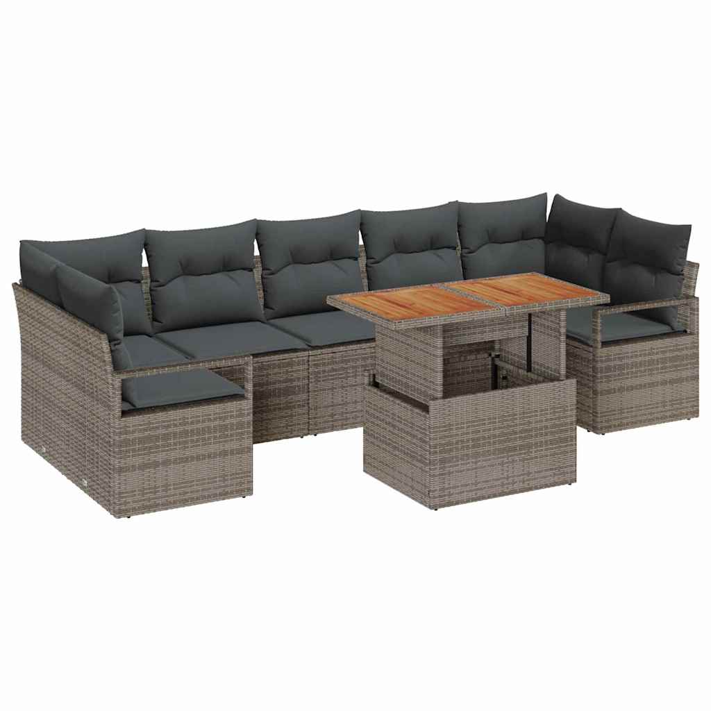 Set Divano da Giardino 8 pcs Grigio Poly Rattan - homemem39