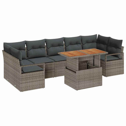 Set Divano da Giardino 8 pcs Grigio Poly Rattan - homemem39