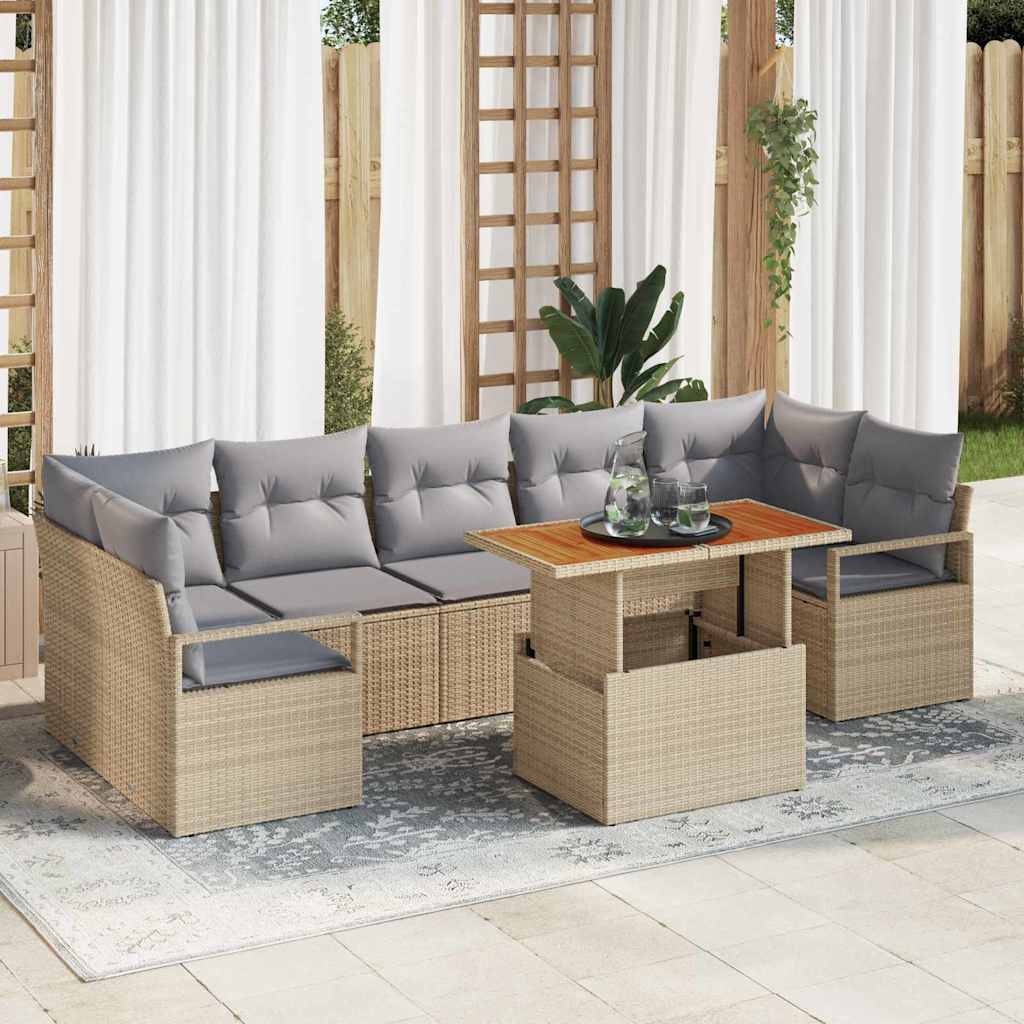Set Divano da Giardino 8 pcs Beige Poly Rattan - homemem39