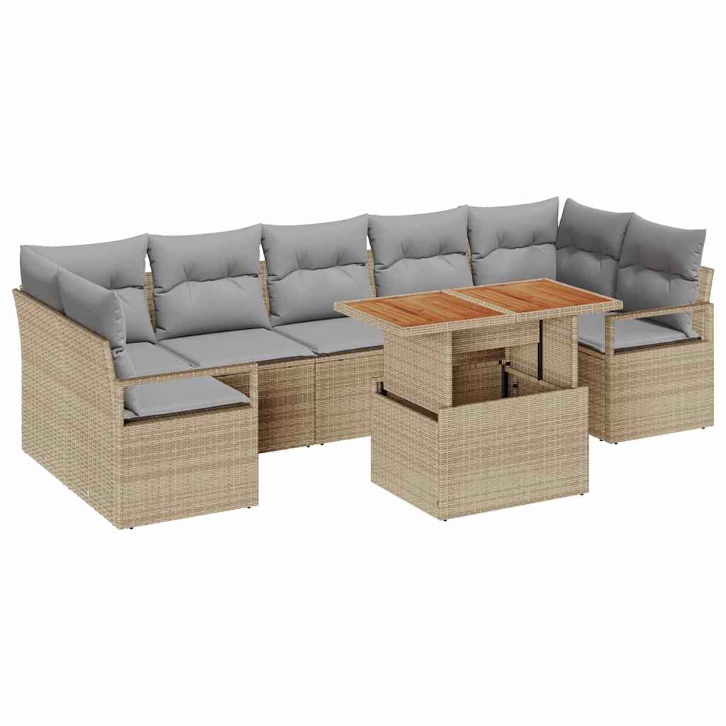 Set Divano da Giardino 8 pcs Beige Poly Rattan - homemem39