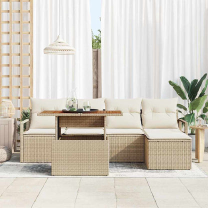 Set Divano da Giardino 6 pcs Beige Poly Rattan - homemem39