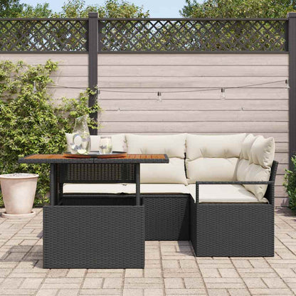 Set Divano da Giardino con archiviazione 5 pcs Nero Poly Rattan - homemem39