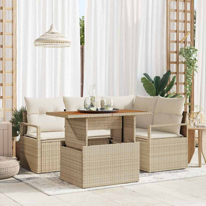 Set Divano da Giardino 5 pcs Beige Poly Rattan - homemem39